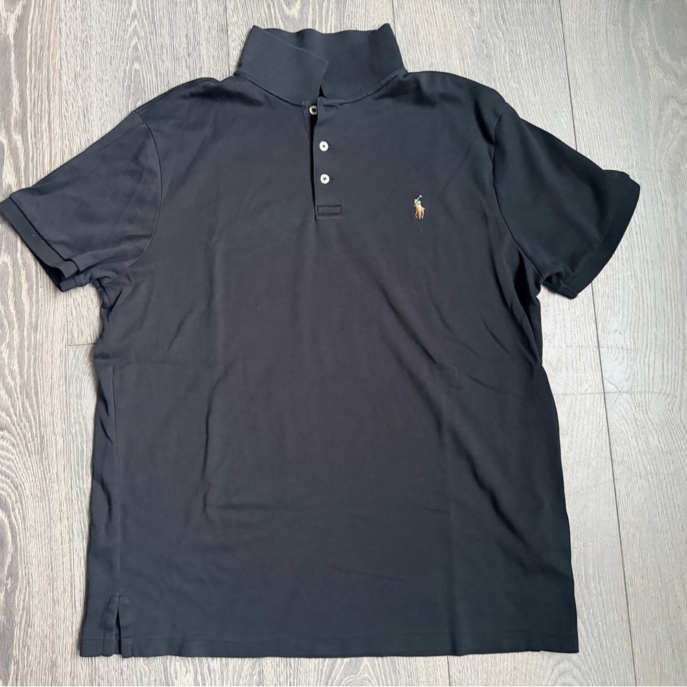 Polo Ralph Lauren Custom Slim Fit Short Sleeve Polo Shirt in Black Size XL